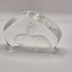 Mats Jonasson Sweden Clear Crystal Bunny Rabbit Figure Paperweight